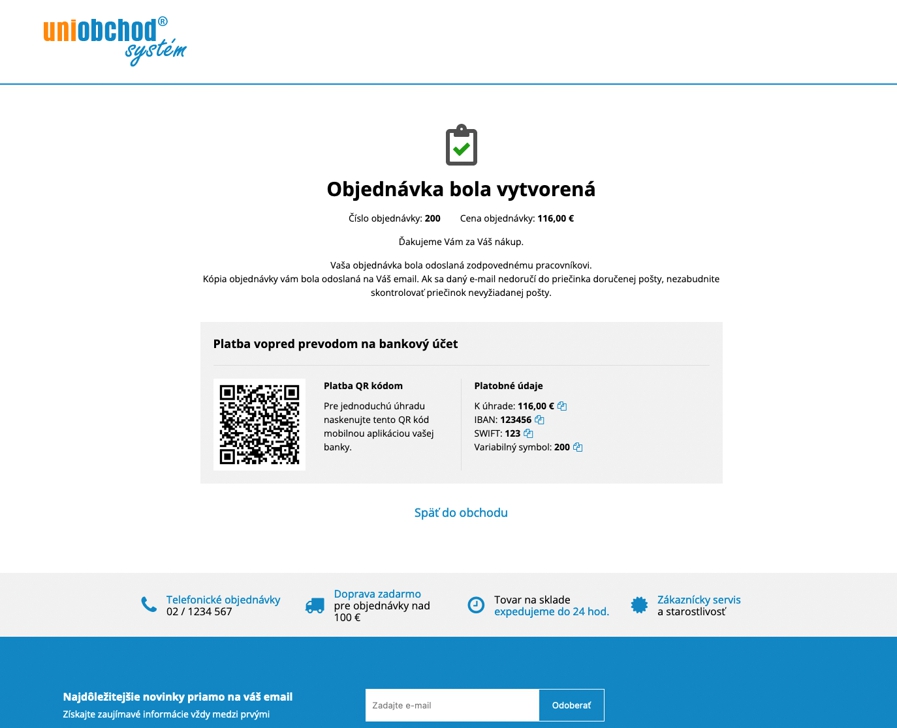 akovn strnka s dajmi pre platbu vopred a QR kdom