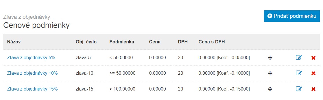 Prklad nastavenia zliav z celej objednvky eshopu